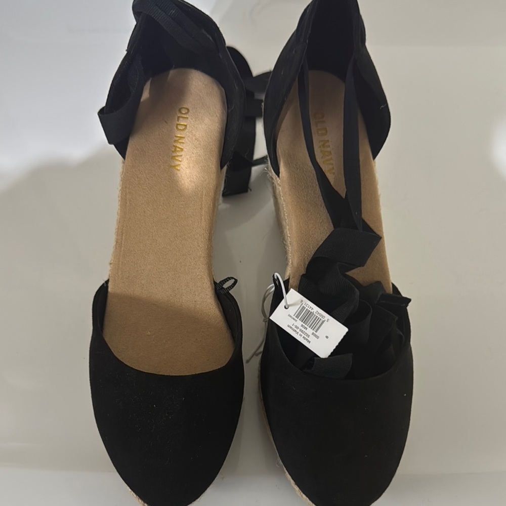 Old Navy Black Espadrilles Suede-Like Slip-On